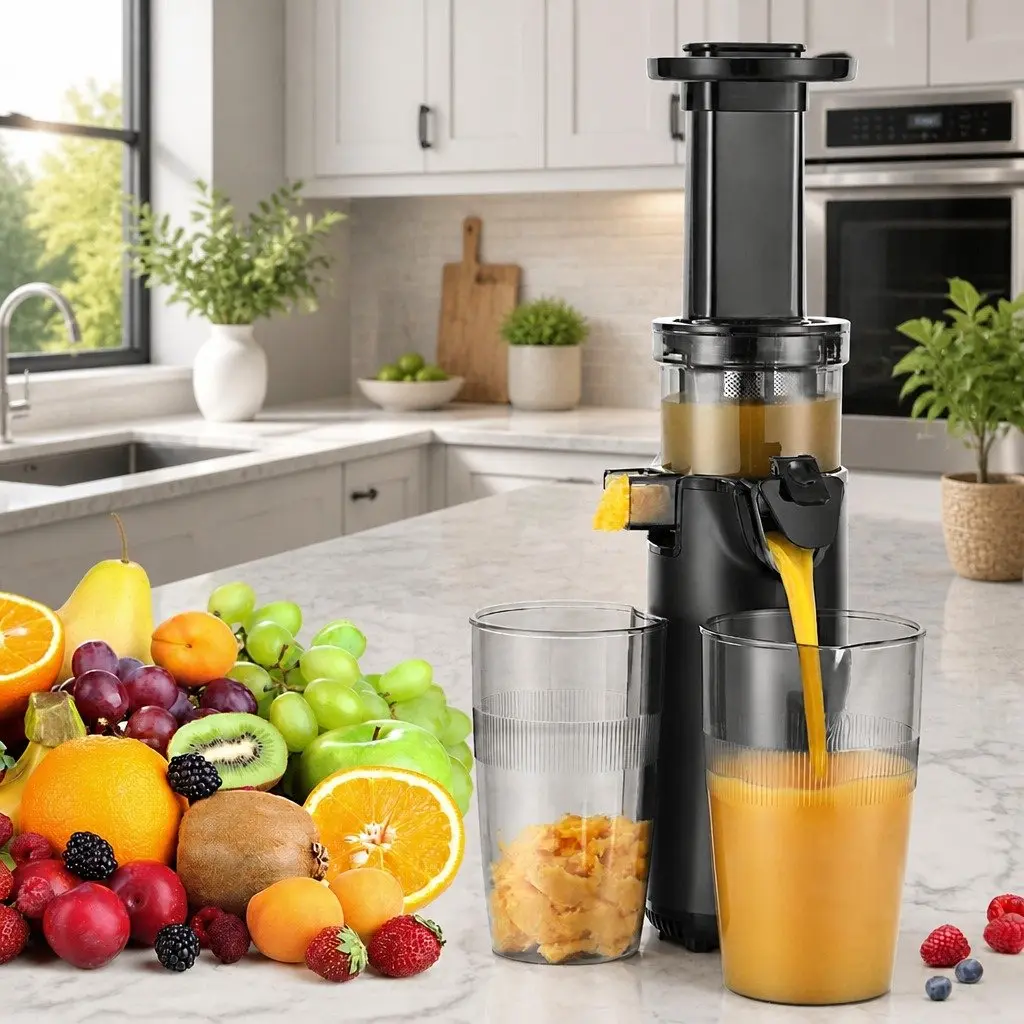 Cold Press Slow Juicer Black 130W Masticating Auger High Juice Yield