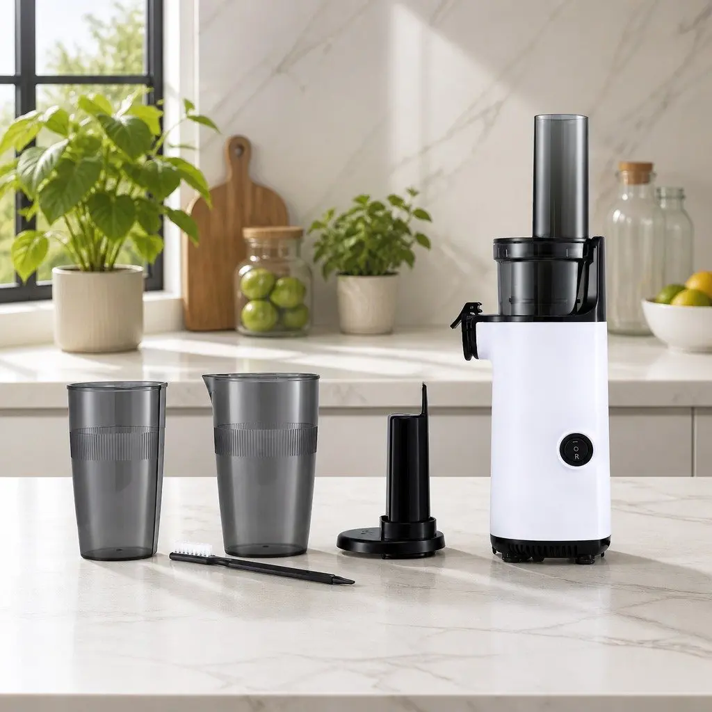 Cold Press Slow Juicer White 130W Low-Speed Masticating Technology for Effective Juice and Pulp Separation