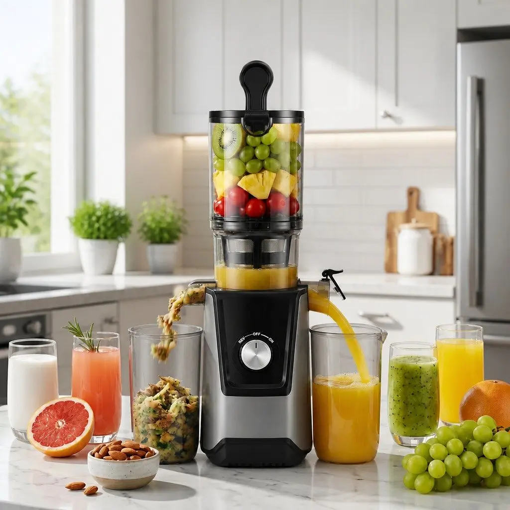 Cold Press Slow Juicer 200W Large Feed Hopper Fruit Vegetable Juice Extractor