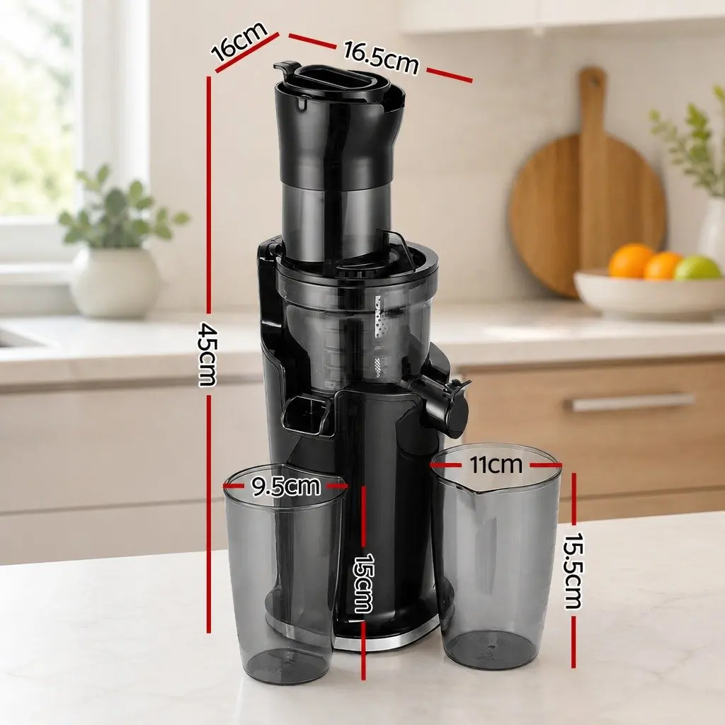 Cold Press Slow Juicer Black 200W Low Speed Masticating Auger Juice Extractor