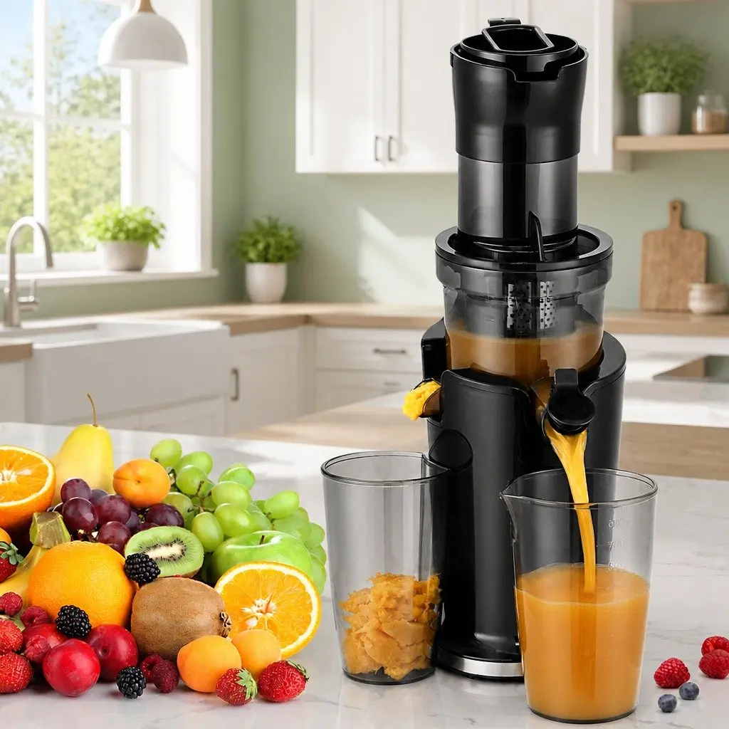 Cold Press Slow Juicer Black 200W Low Speed Masticating Auger Juice Extractor