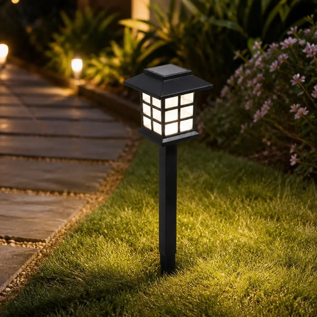 Solar Powered Landscape Lights Cool White 12 Piece Easy Installation Outdoor Garden Pathway Lighting