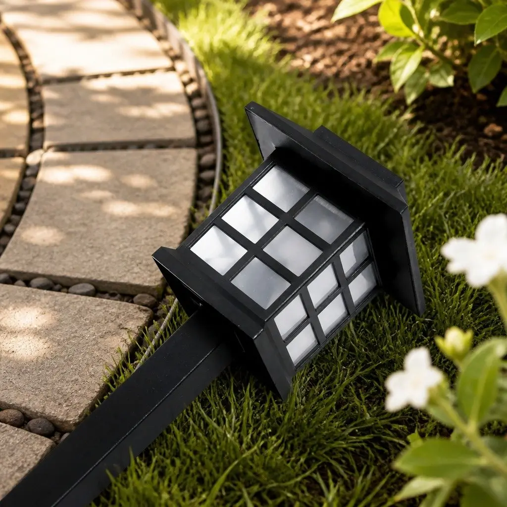 Solar Powered Landscape Lights Cool White 12 Piece Easy Installation Outdoor Garden Pathway Lighting