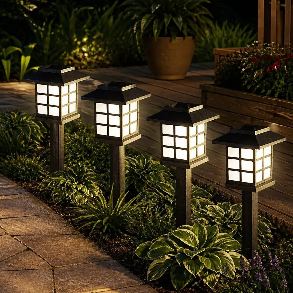 Solar Powered Landscape Lights Cool White 12 Piece Easy Installation Outdoor Garden Pathway Lighting