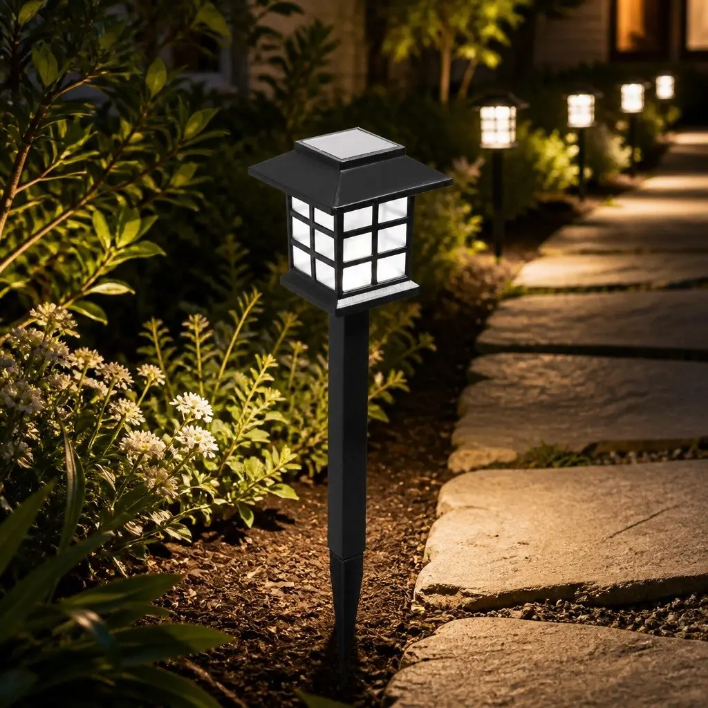 Solar Powered Garden Lights Cool White 6 Piece Outdoor Pathway Yard Lighting