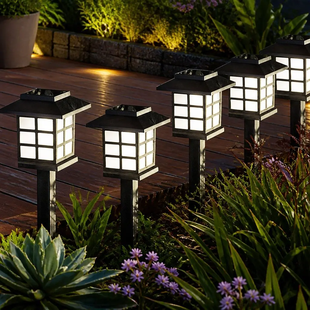 Solar Powered Garden Lights Cool White 6 Piece Outdoor Pathway Yard Lighting