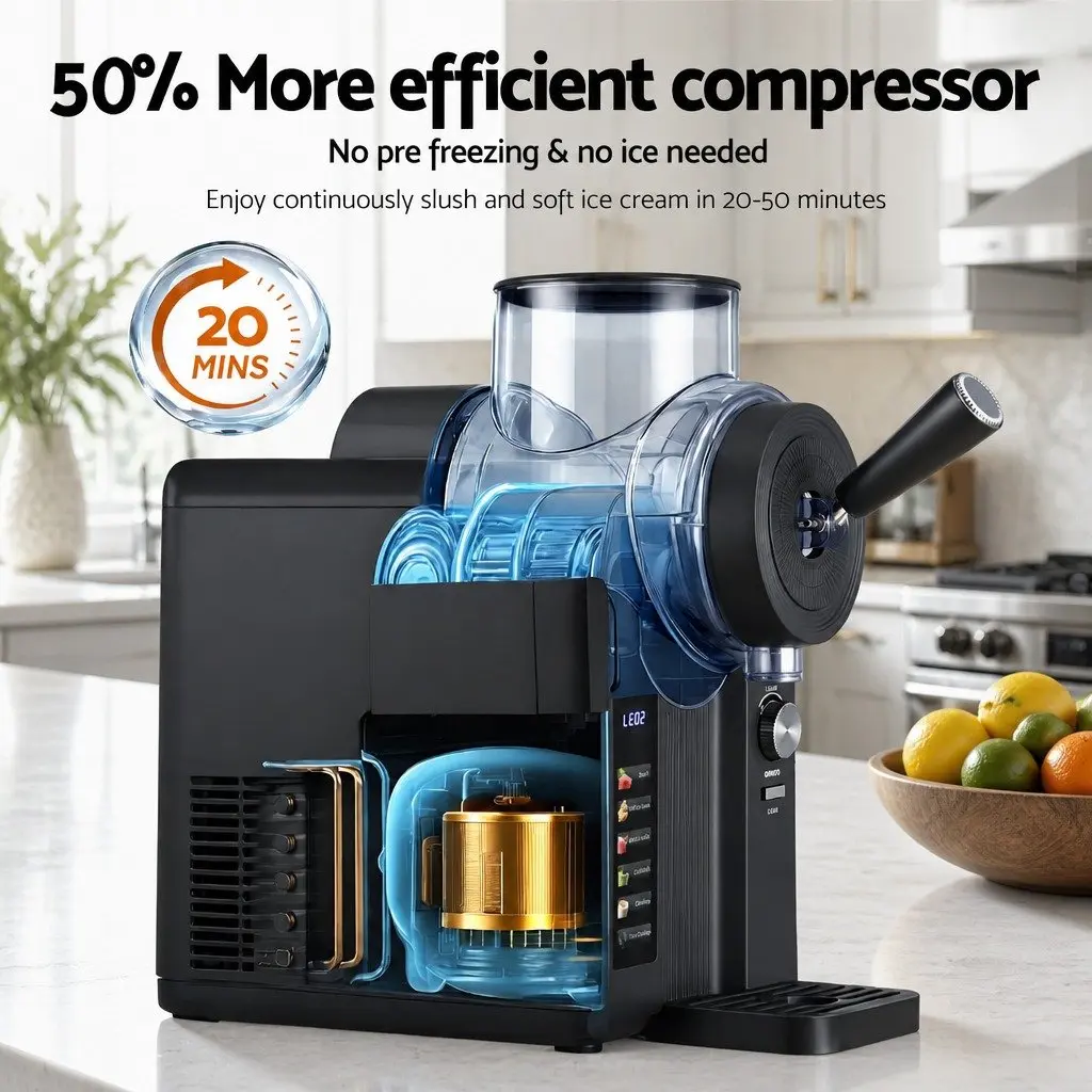 Slushie Machine Ice Cream Maker 2L Frozen Smoothies Milkshakes Black Kitchen