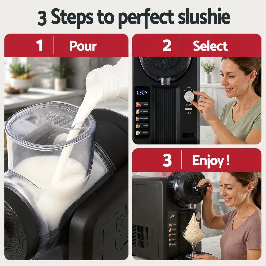 Slushie Machine Ice Cream Maker 2L Frozen Smoothies Milkshakes Black Kitchen