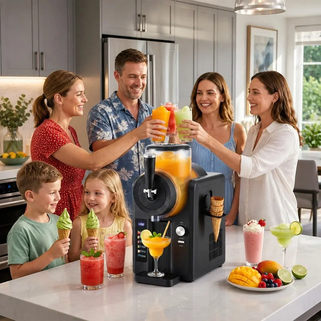 Slushie Machine Ice Cream Maker 2L Frozen Smoothies Milkshakes Black Kitchen