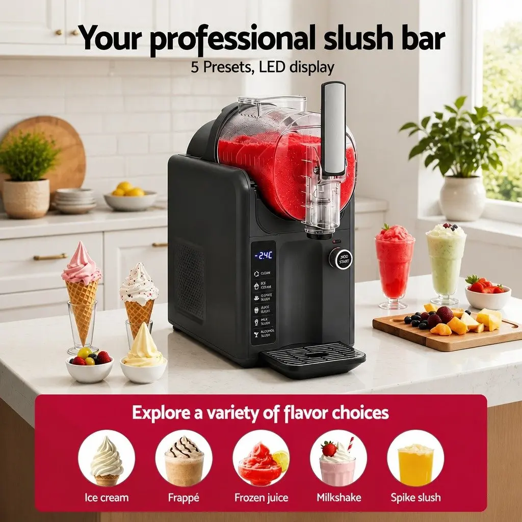 5in1 Slushie Machine Grey 2L Soft Serve Frozen Drink Maker