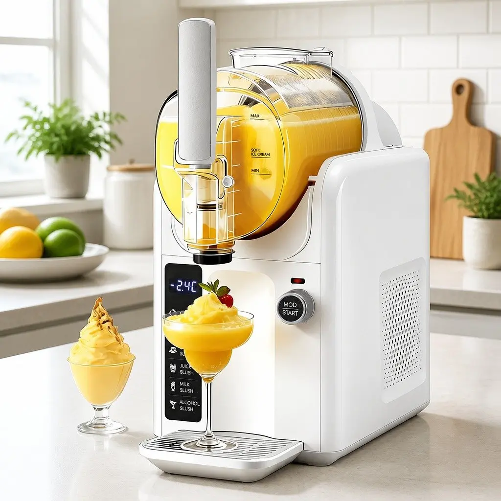 5in1 Slushie Machine White 2L Soft Serve Frozen Drinks Maker