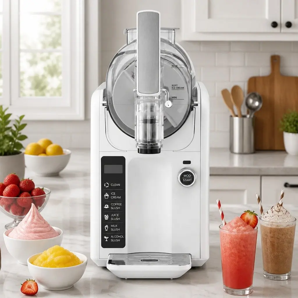 5in1 Slushie Machine White 2L Soft Serve Frozen Drinks Maker