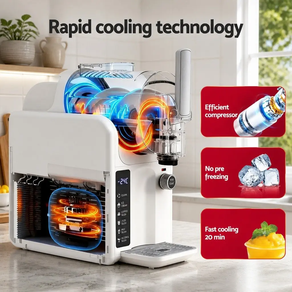 5in1 Slushie Machine White 2L Soft Serve Frozen Drinks Maker
