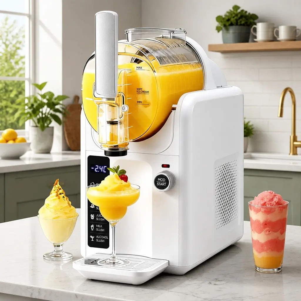 5in1 Slushie Machine White 2L Soft Serve Frozen Drinks Maker