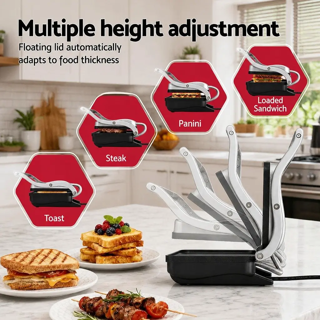 3 in 1 Sandwich Maker Black 1000W Fry Pan Sandwich Press Steak Griddle