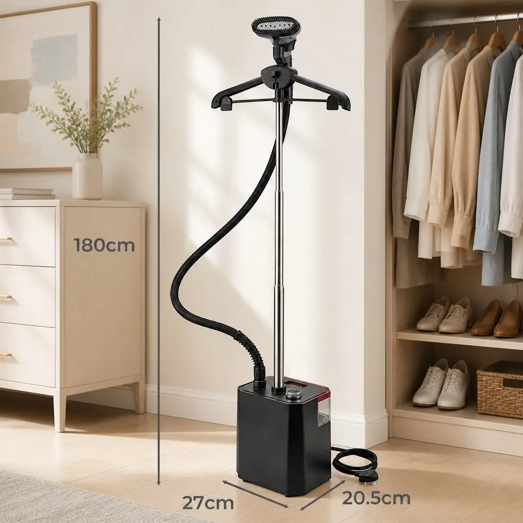 Garment Steamer Black 2200W 2.9L Water Tank Fast Heat 45s 3 Level