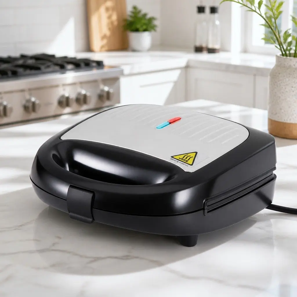 3-in-1 Sandwich Maker Silver Black 850W Multifunctional Breakfast Appliance