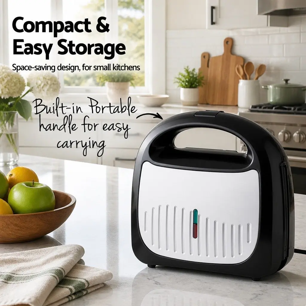 3-in-1 Sandwich Maker Silver Black 850W Multifunctional Breakfast Appliance