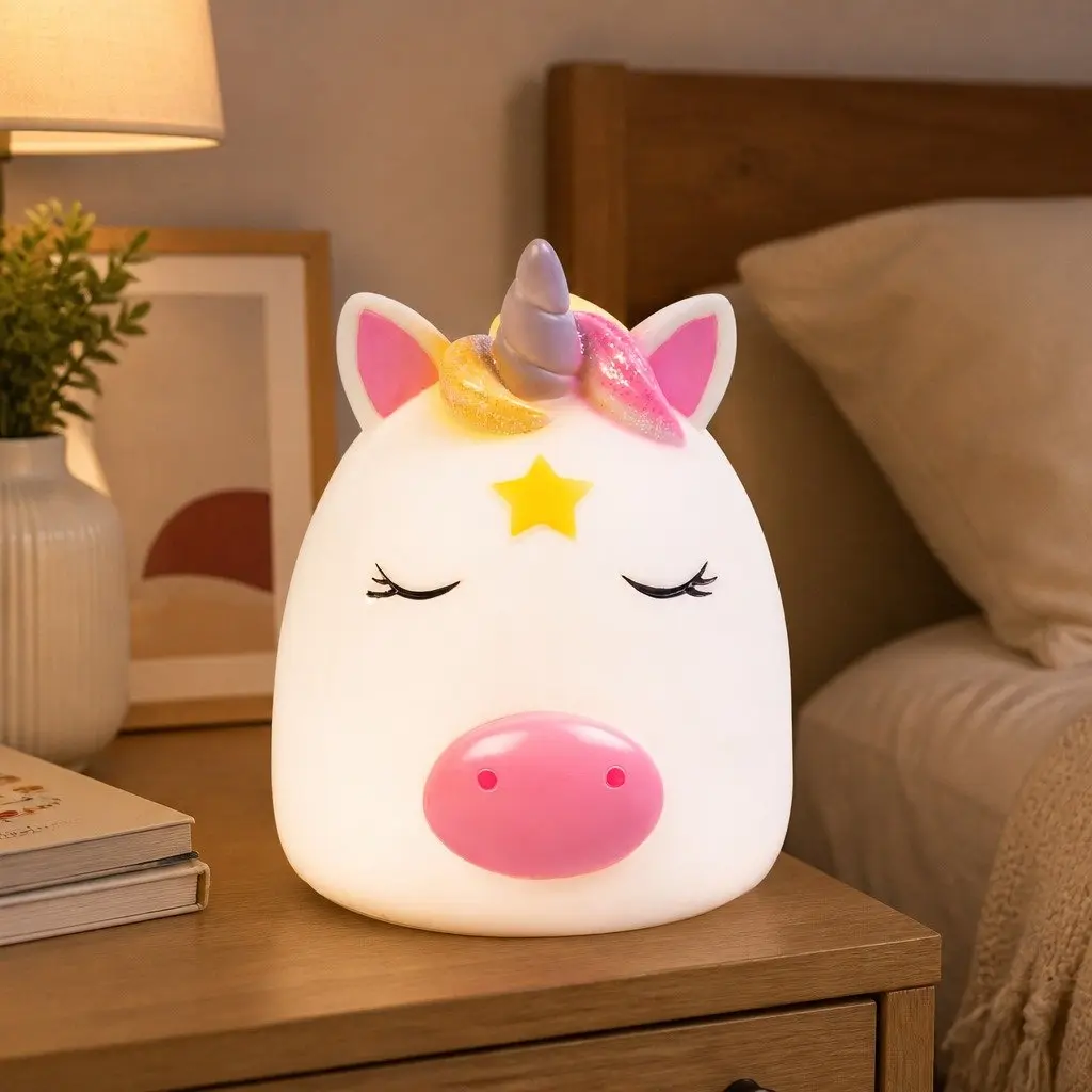 Unicorn Table Lamp Soft Warm LED Kids Bedroom Night Light Decorative