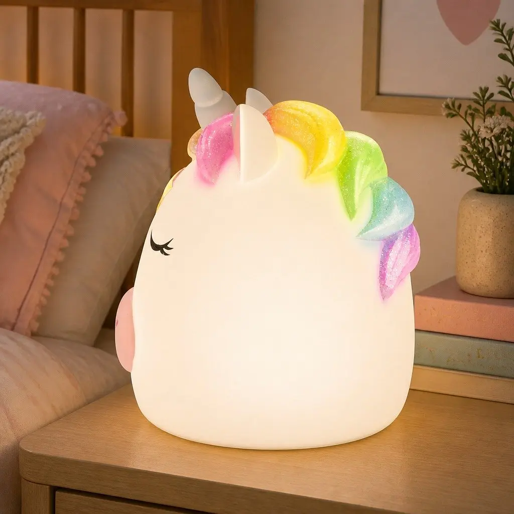 Unicorn Table Lamp Soft Warm LED Kids Bedroom Night Light Decorative