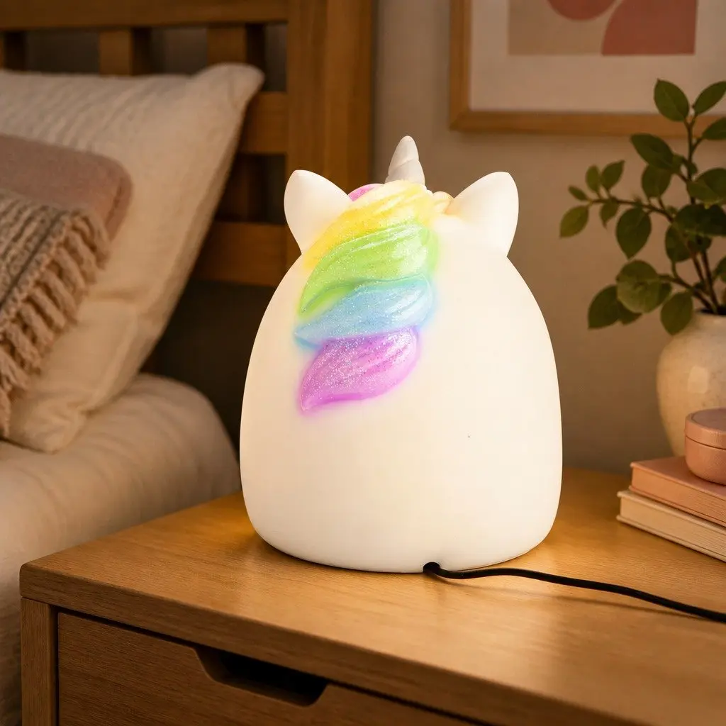 Unicorn Table Lamp Soft Warm LED Kids Bedroom Night Light Decorative