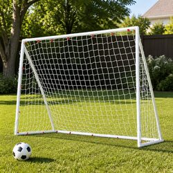 Compact 8FT Soccer Goal with Sturdy UPVC Frame