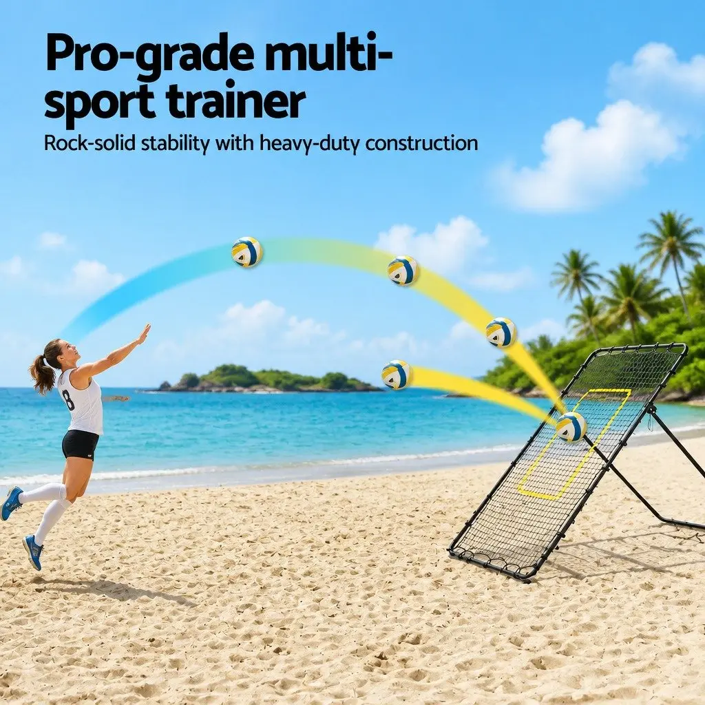7ft Adjustable Rebounder Net Black Multi-Sport Training Goal for Football Baseball Volleyball