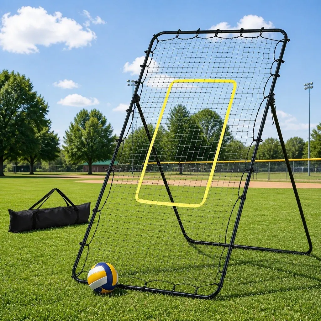 7ft Adjustable Rebounder Net Black Multi-Sport Training Goal for Football Baseball Volleyball
