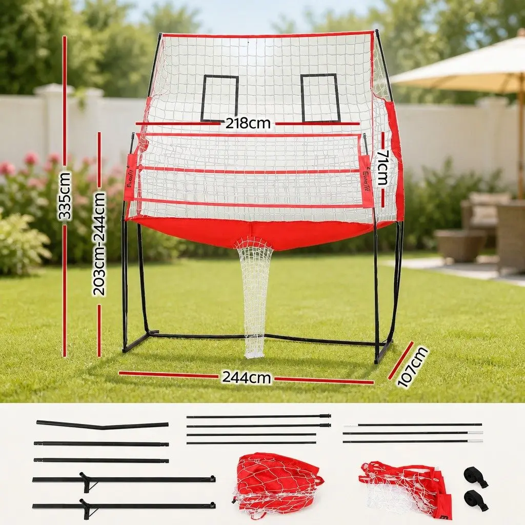 Volleyball Net Red Adjustable Height Portable Training Equipment