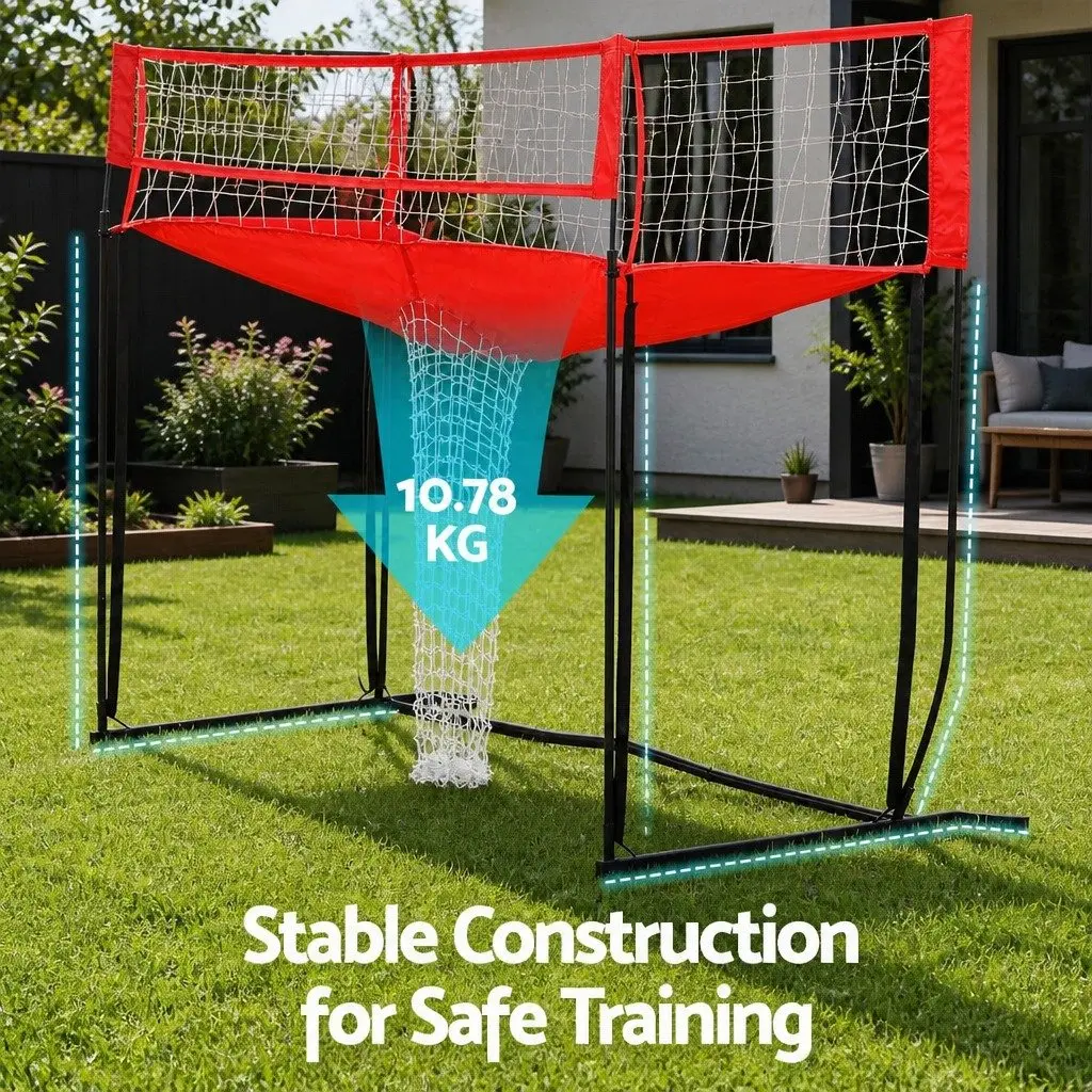 Volleyball Net Red Adjustable Height Portable Training Equipment