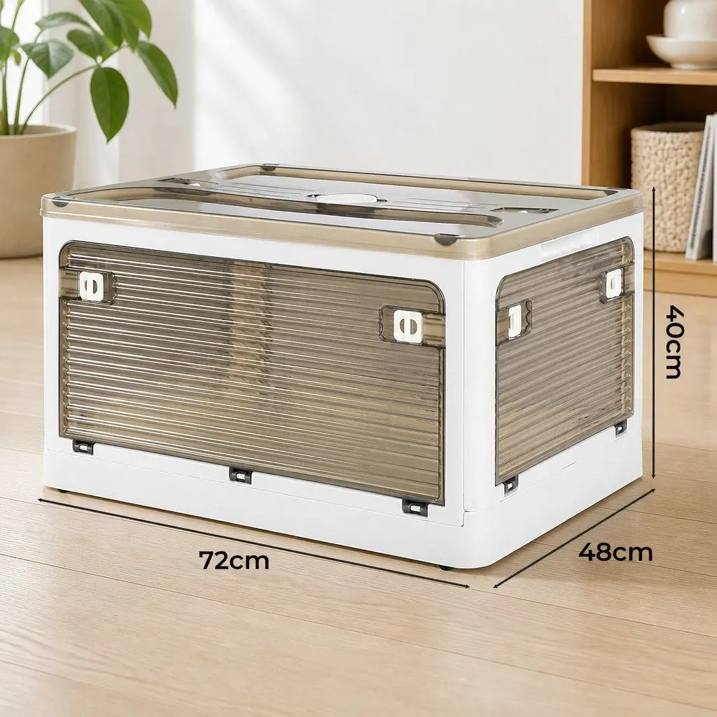 Stackable Storage Box with Lid Large Capacity Container Plastic Foldable
