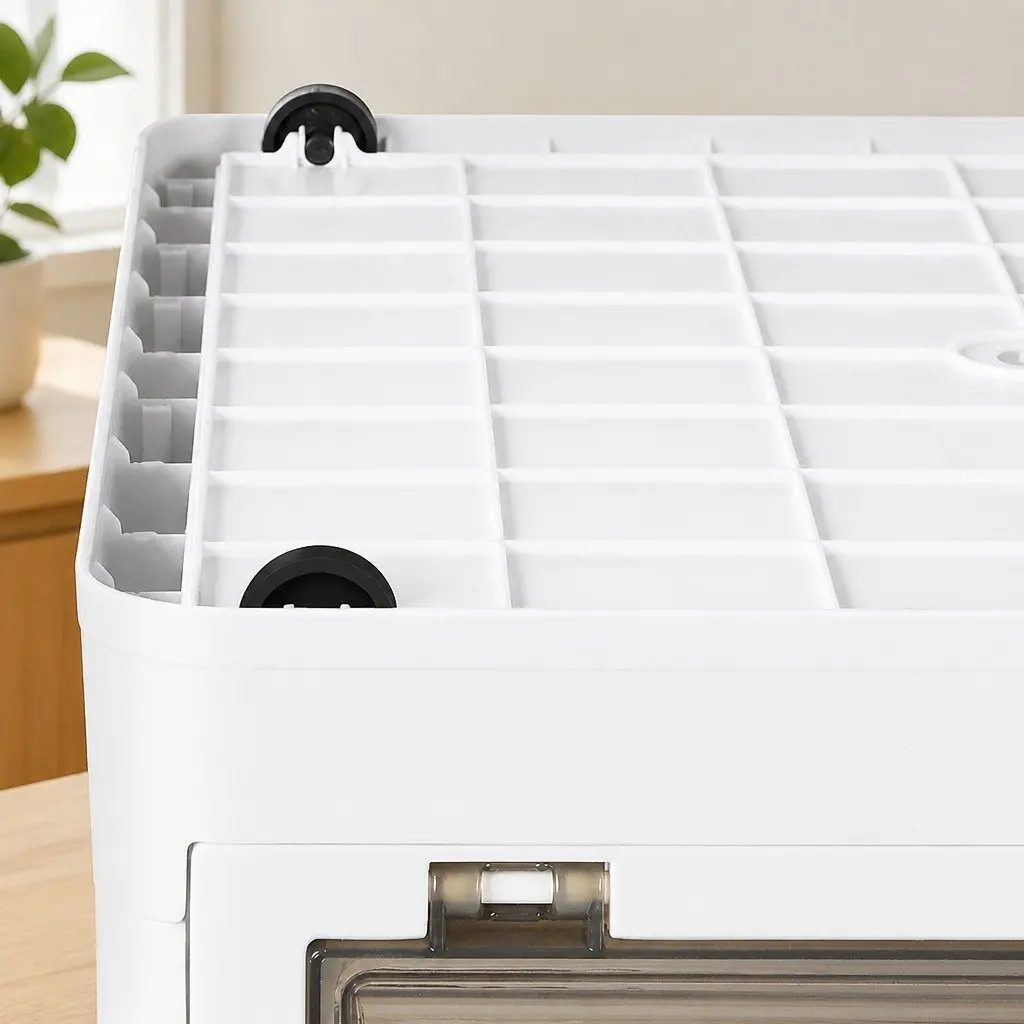 Stackable Storage Box White 55L Foldable Plastic Organiser with Lid