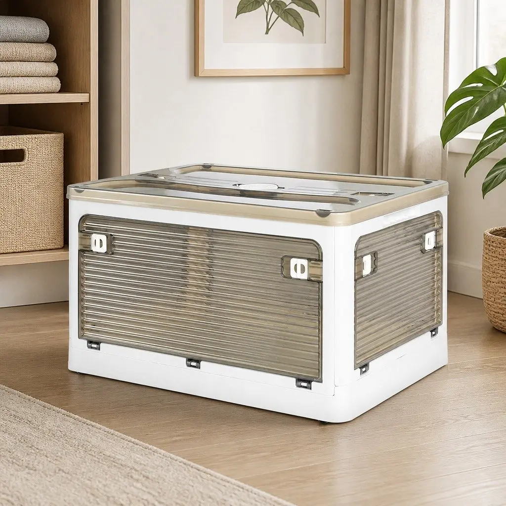 Stackable Storage Box with Lid Plastic Container Kids Clothes Organizer