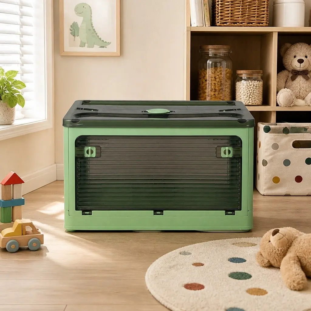 Stackable Storage Container Green Small Locking Lid Multipurpose Organizer Box
