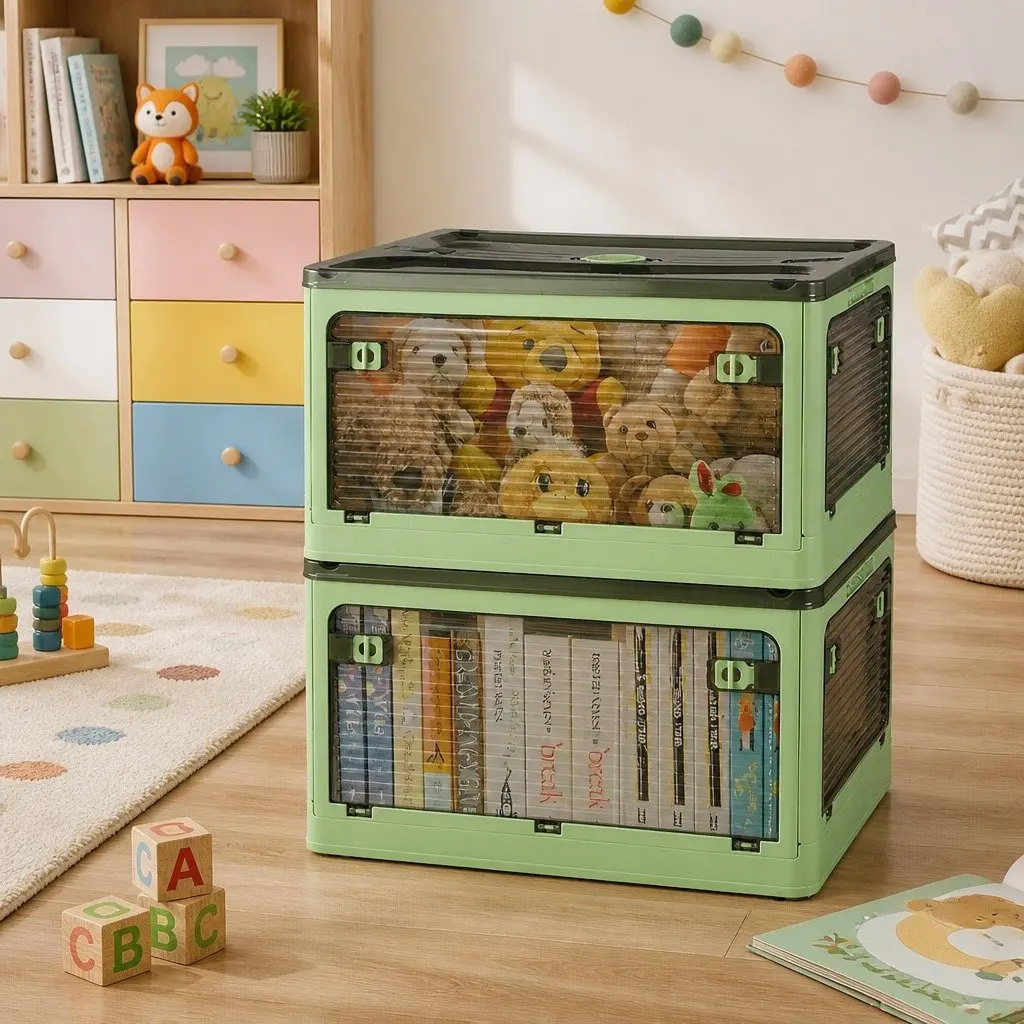 Stackable Storage Container Green Small Locking Lid Multipurpose Organizer Box