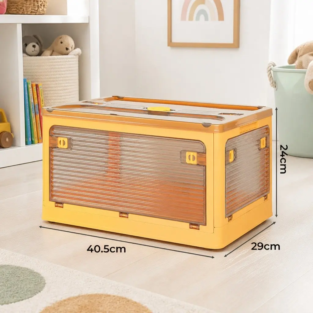 Stackable Storage Container with Lid Foldable Plastic Box Organiser Orange Small