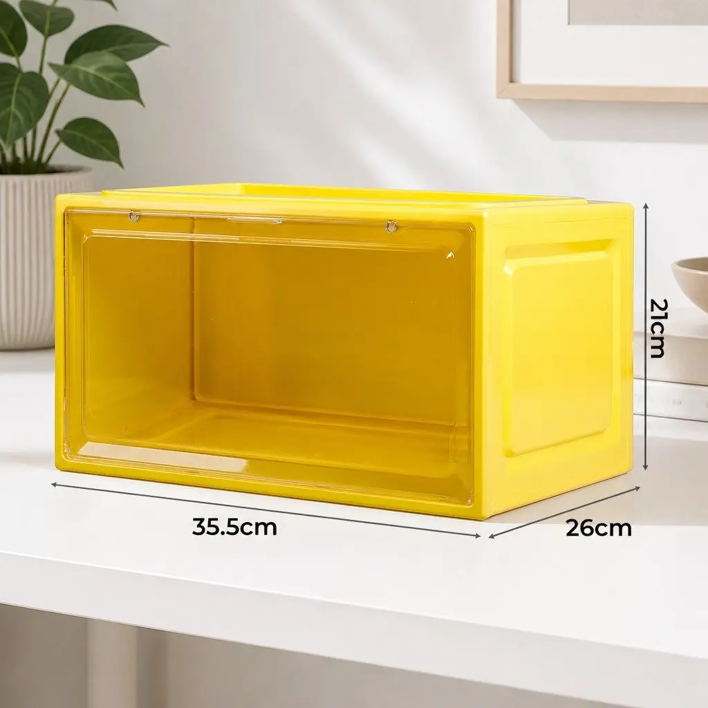 Stackable Shoe Storage Box Green Drop Front Clear Door Easy Visibility