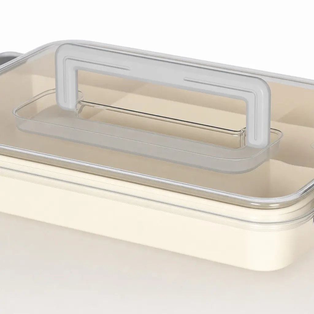 Medical Storage Box Transparent Dual Layer Organizer with Handle for Medications and Health Supplies