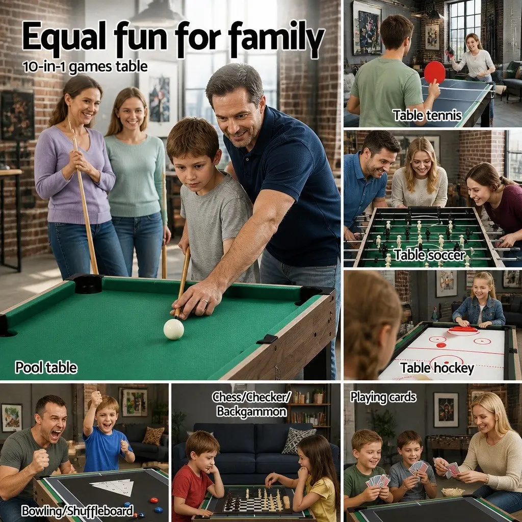10-in-1 Multi Game Table Compact Lightweight Sturdy Construction Suitable for Kids and Adults