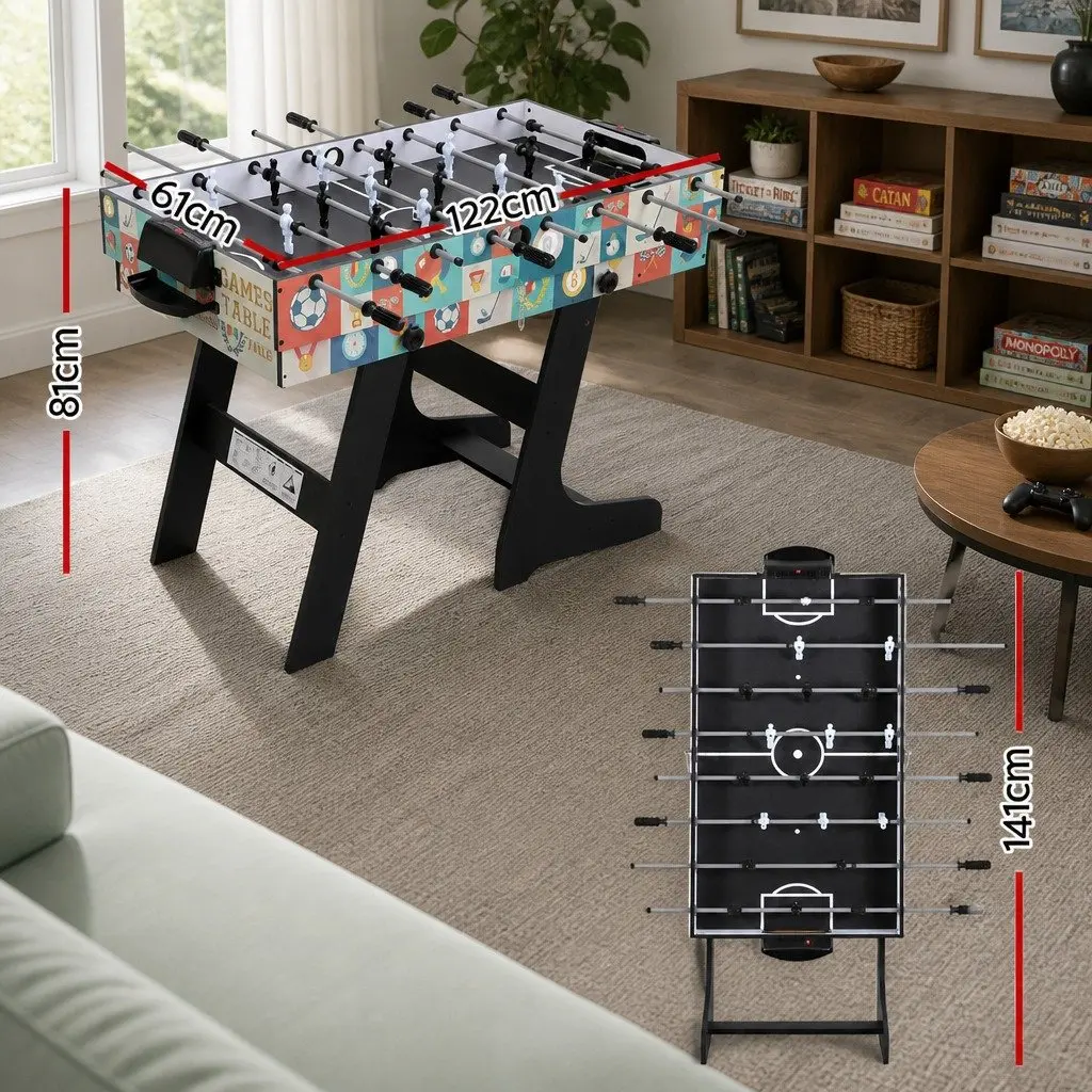 4-in-1 Game Table Blue Compact Foldable Multi Activity