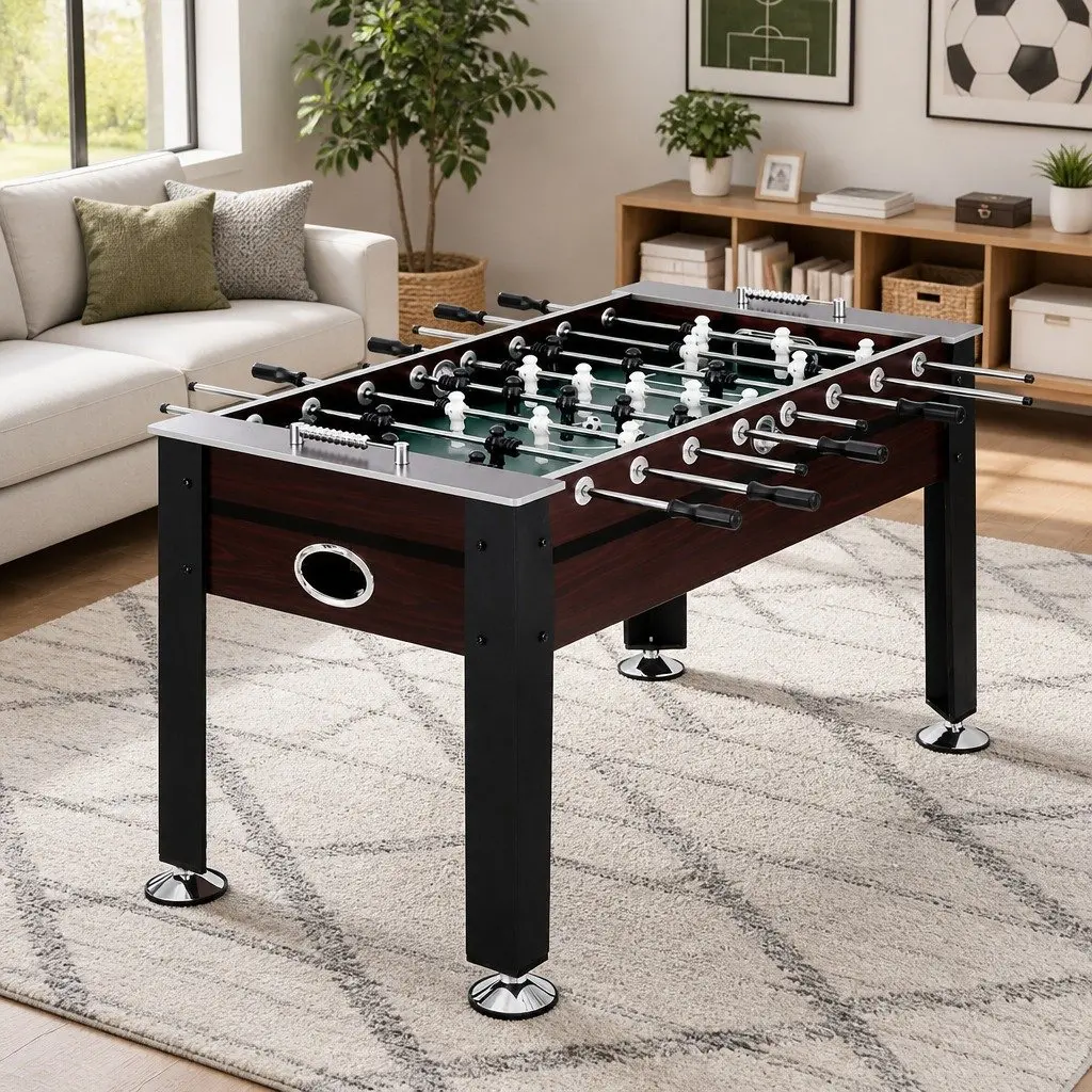 Foosball Table Pine 5FT Indoor Game Set Sturdy MDF Construction Anti-Slip Handles