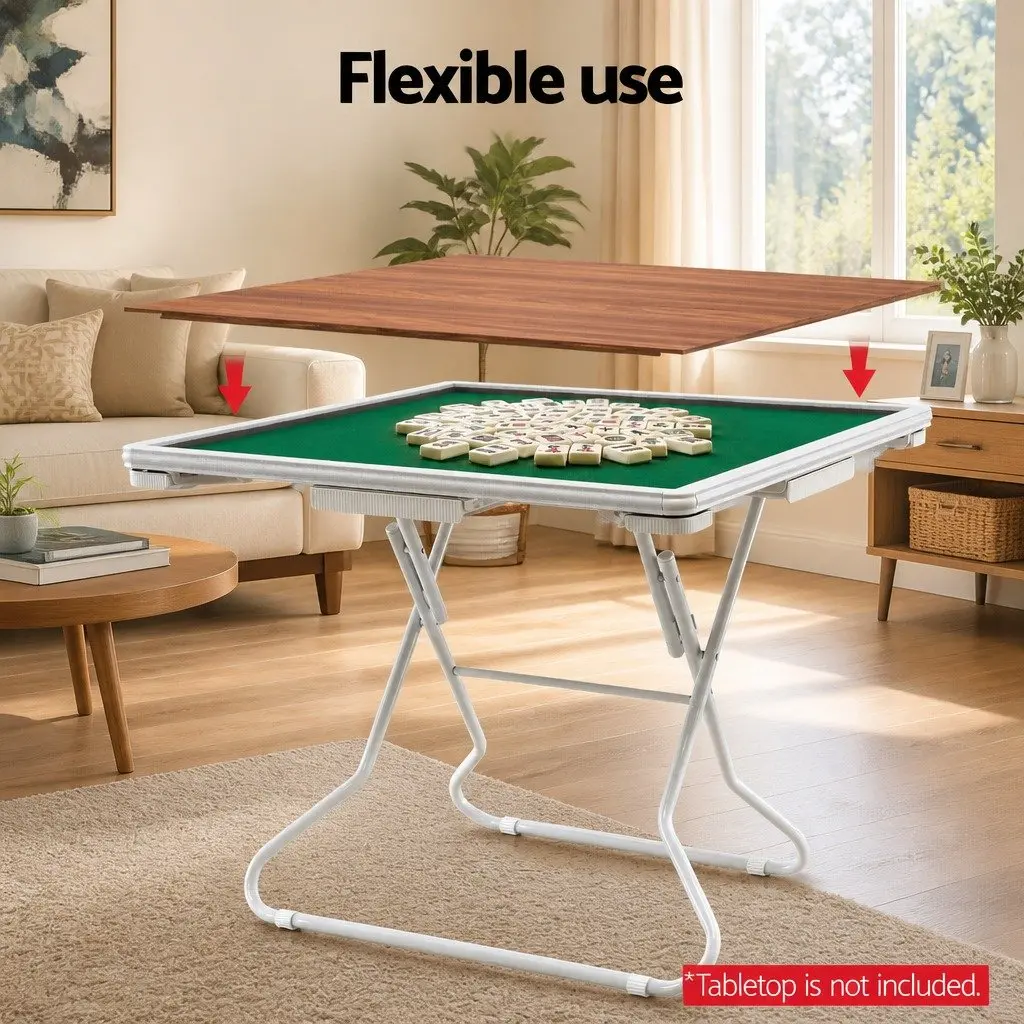 Folding Mahjong Table Green and White 88cm Square with 4 Drawers and Cup Holders