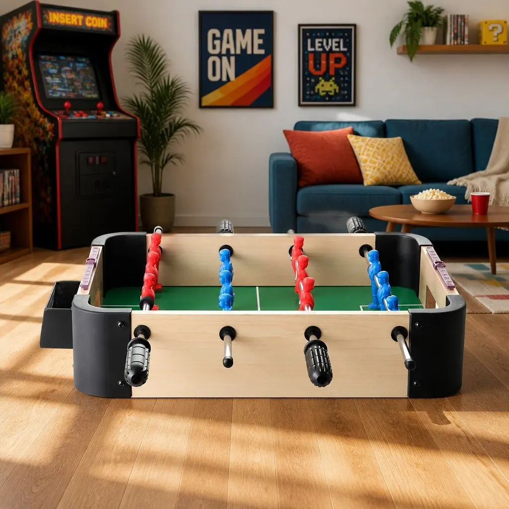 Mini Foosball Soccer Table Portable Compact Tabletop Game for Family Parties