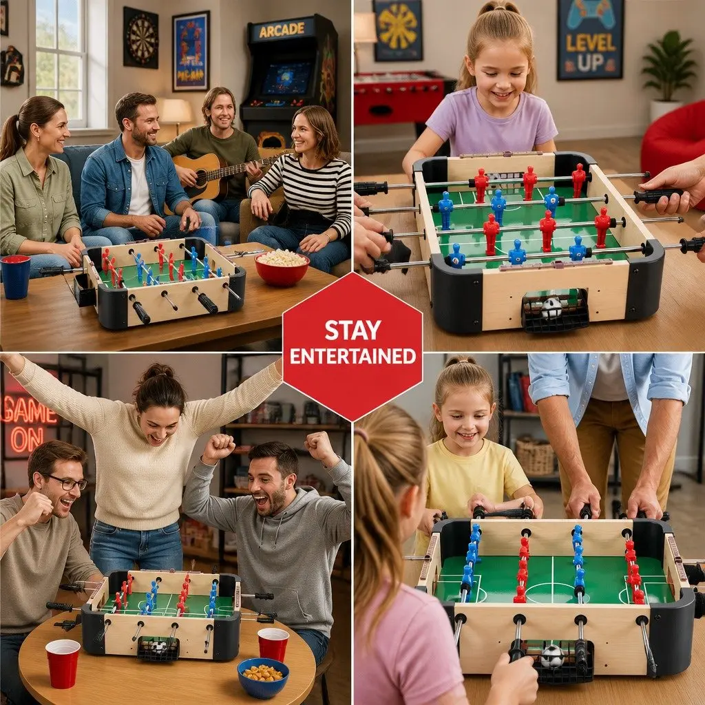 Mini Foosball Soccer Table Portable Compact Tabletop Game for Family Parties