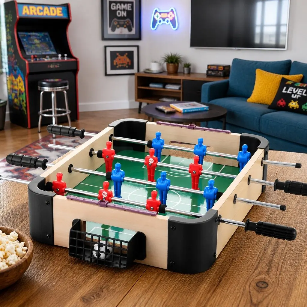 Mini Foosball Soccer Table Portable Compact Tabletop Game for Family Parties