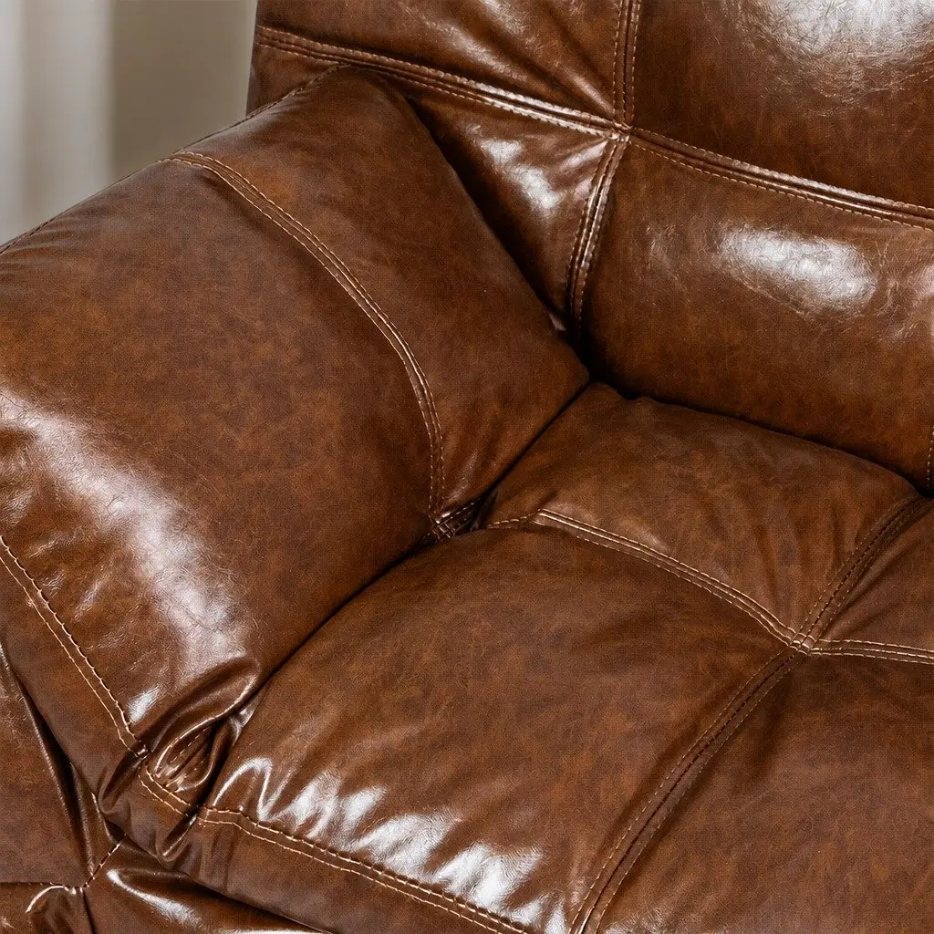 Sofa Bed Brown 3-Seater Convertible Futon Lounge Sleeper with Adjustable Backrest and Armrest