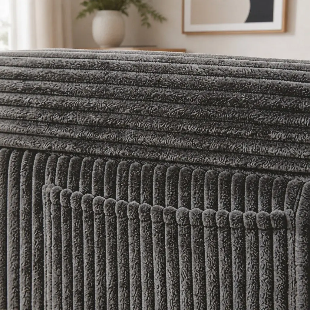 Modular U-Shaped Sofa in Grey Corduroy