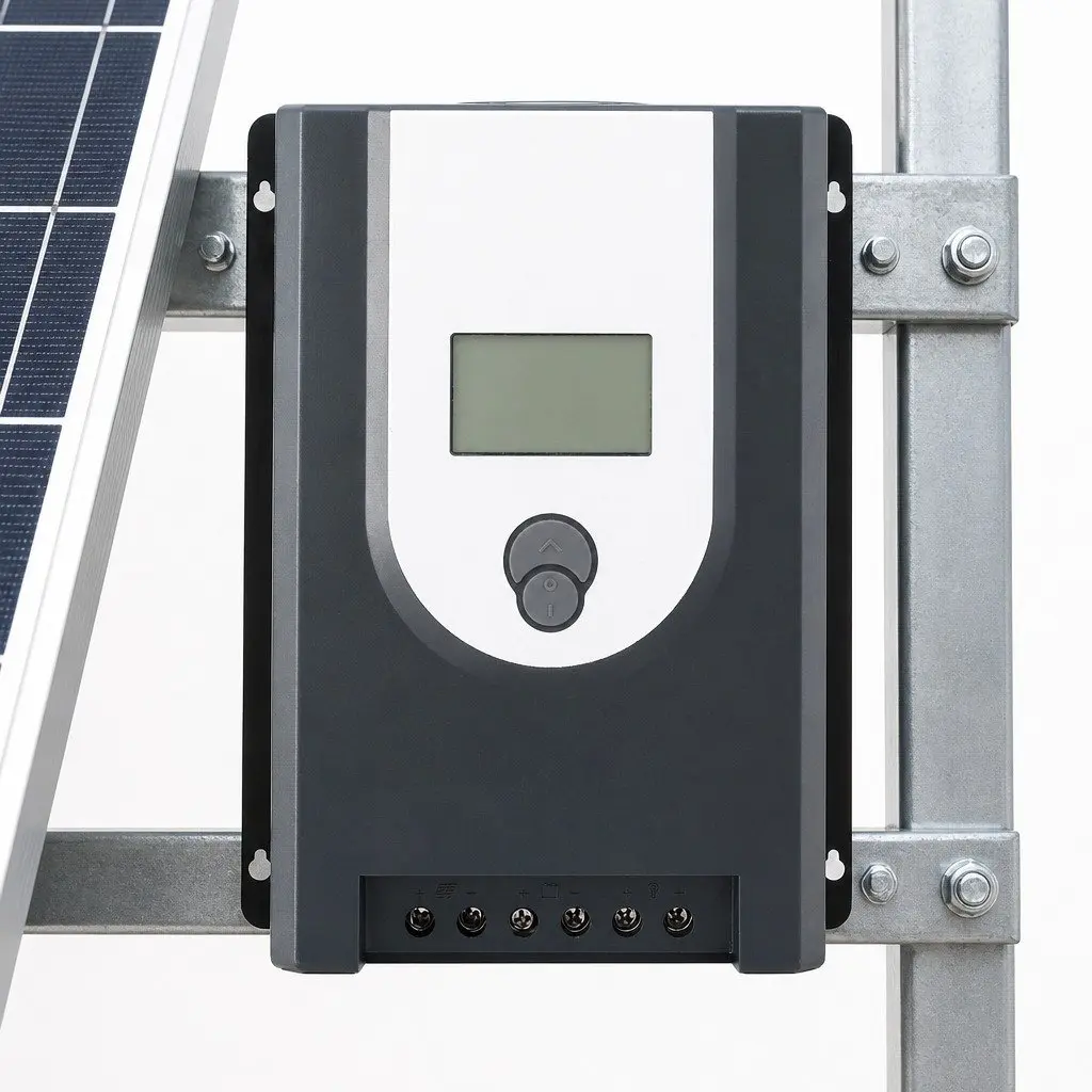 50A MPPT Solar Charge Controller Grey Automatic Voltage Detection Bluetooth Connectivity