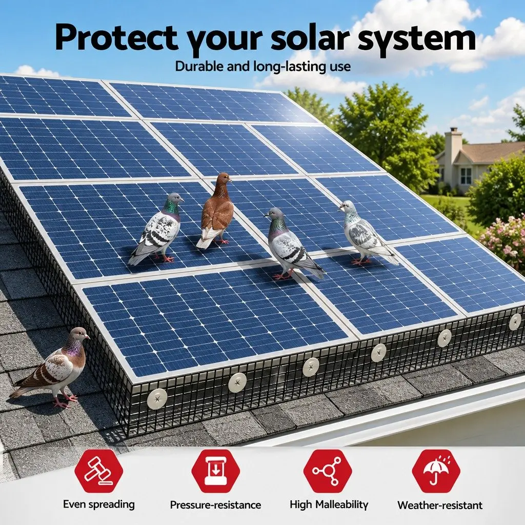 Solar Panel Bird Guard Mesh Critter Roll 20cm x 30M Protective Barrier Kit Black