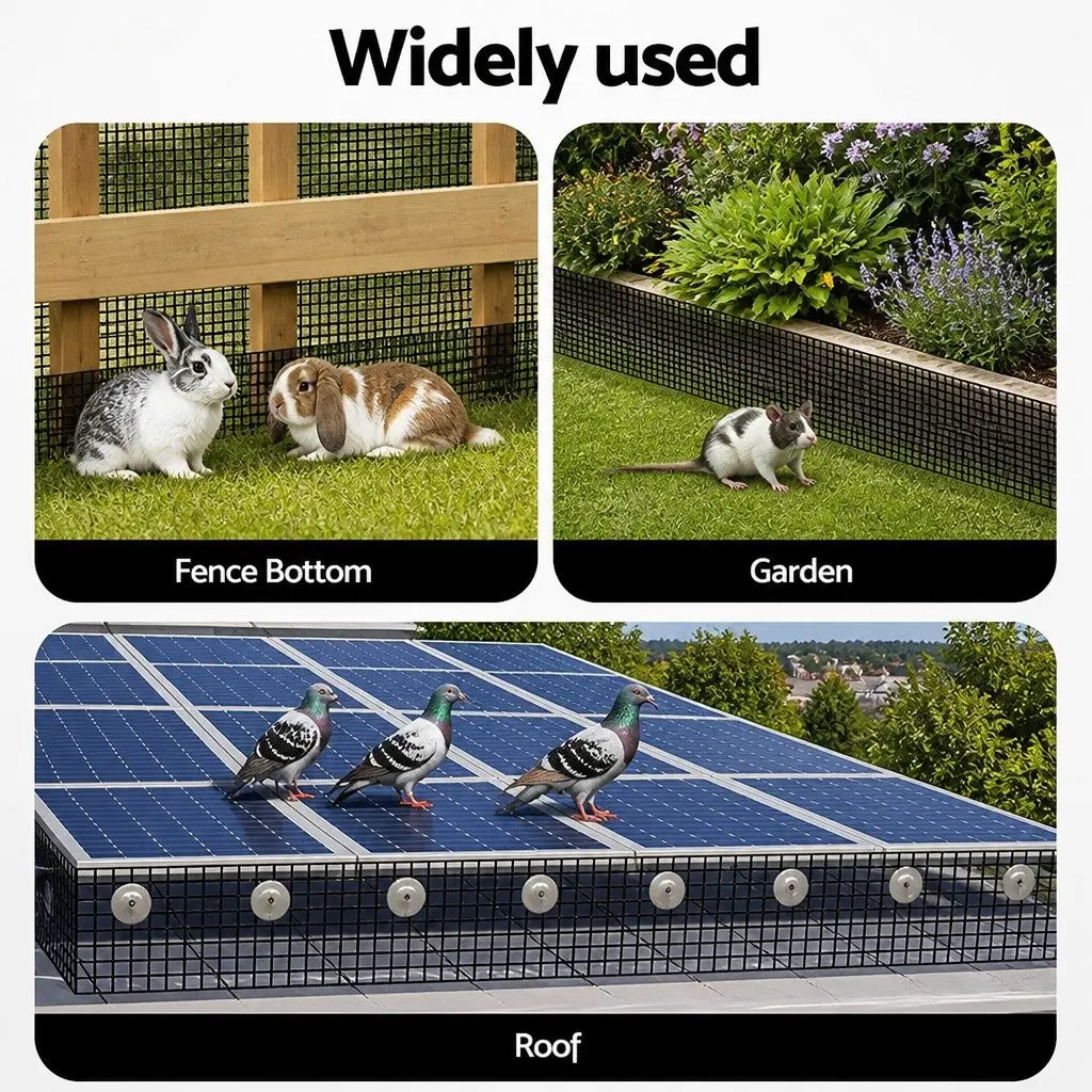 Solar Panel Bird Guard Mesh Critter Roll 20cm x 30M Protective Barrier Kit Black
